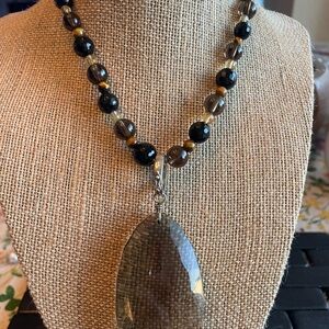 Deb Guyot Smoky Quartz Pendant Necklace 2 in one